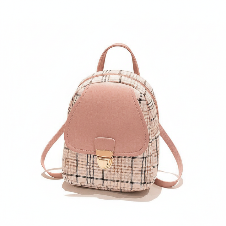Ladies Check Lock Small Backpack One Shoulder Diagonal Handbag Coin Purse