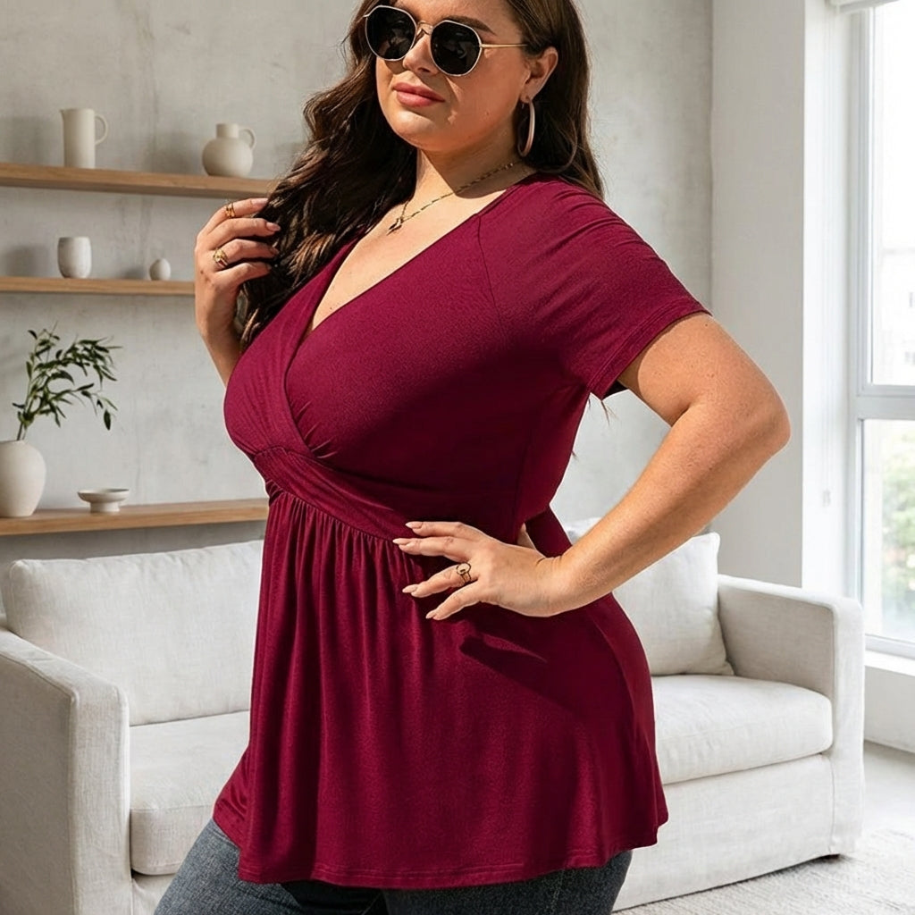 Women's Plus Size T-shirt V-neck Top
