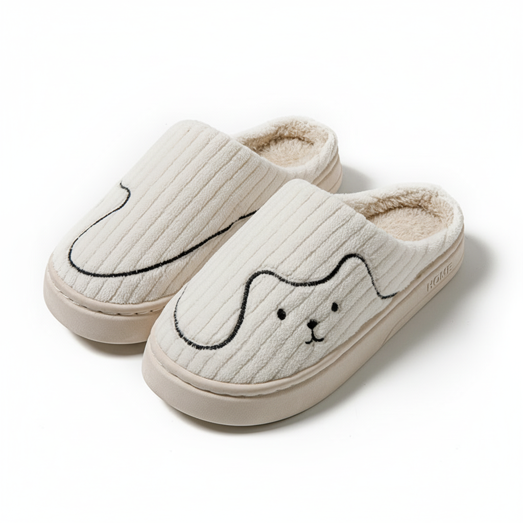 Striped Cat Slippers Indoor Couple Non-slip Floor Bedroom Slipper Winter Warm Plush House Shoes Women Men