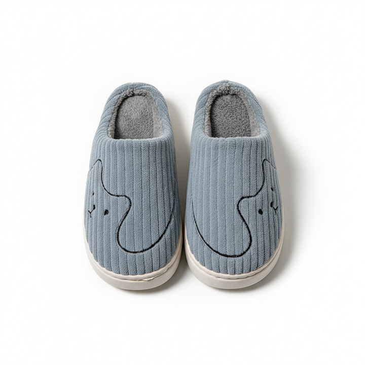 Striped Cat Slippers Indoor Couple Non-slip Floor Bedroom Slipper Winter Warm Plush House Shoes Women Men