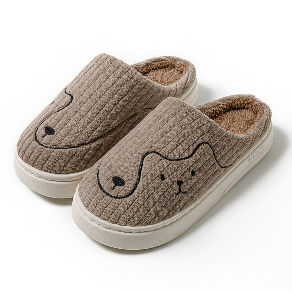 Striped Cat Slippers Indoor Couple Non-slip Floor Bedroom Slipper Winter Warm Plush House Shoes Women Men
