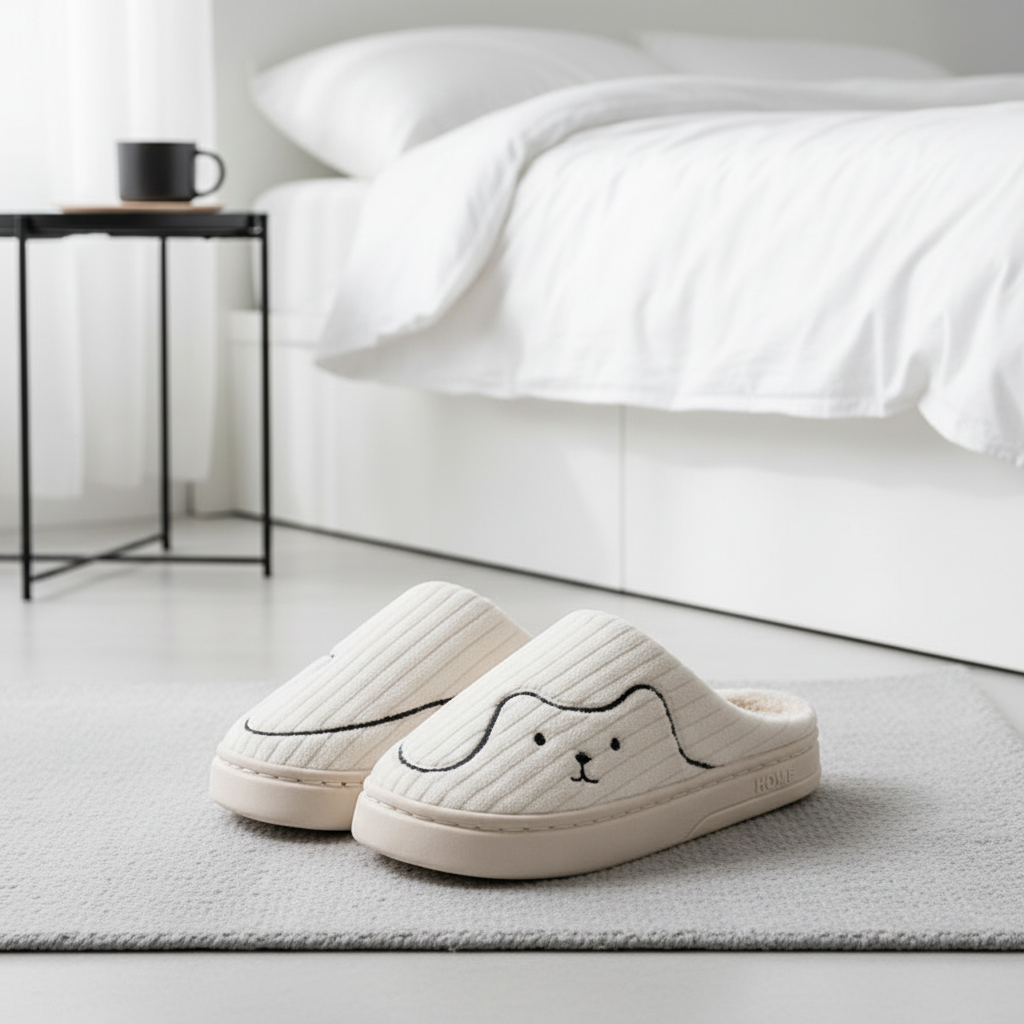 Striped Cat Slippers Indoor Couple Non-slip Floor Bedroom Slipper Winter Warm Plush House Shoes Women Men