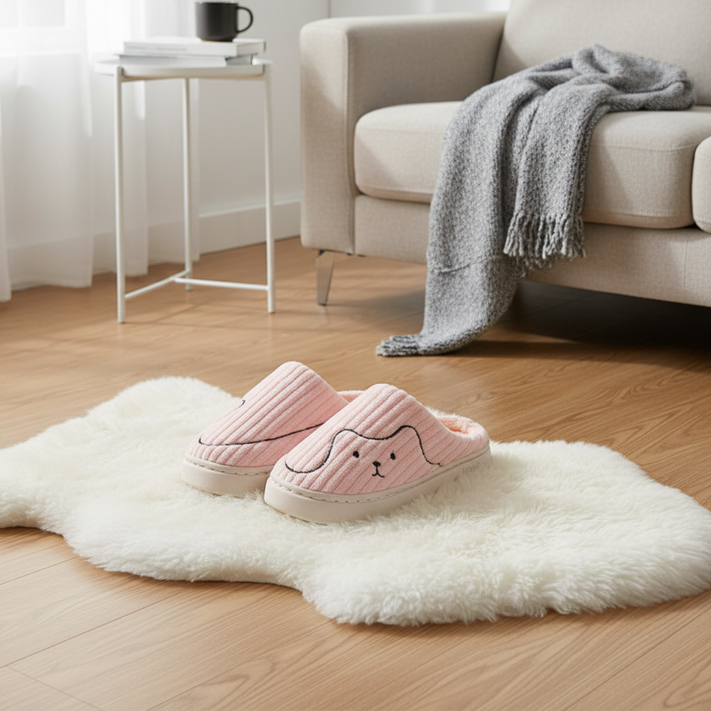 Striped Cat Slippers Indoor Couple Non-slip Floor Bedroom Slipper Winter Warm Plush House Shoes Women Men