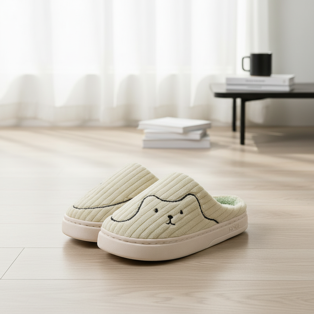 Striped Cat Slippers Indoor Couple Non-slip Floor Bedroom Slipper Winter Warm Plush House Shoes Women Men