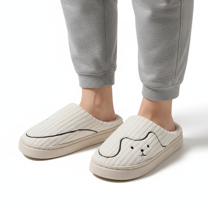 Striped Cat Slippers Indoor Couple Non-slip Floor Bedroom Slipper Winter Warm Plush House Shoes Women Men