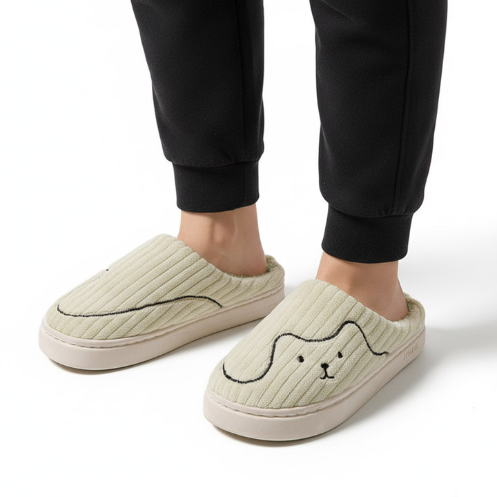 Striped Cat Slippers Indoor Couple Non-slip Floor Bedroom Slipper Winter Warm Plush House Shoes Women Men