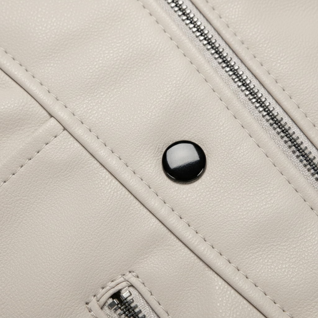 Women's Zip-up Leather Jackets Fashion Solid Color Pockets Stand Collar Top Outwear Clothing