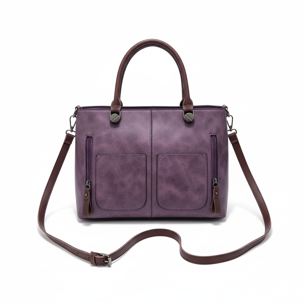 Retro PU Leather Large Capacity Tote Handbag – Women’s Shoulder & Crossbody Bag