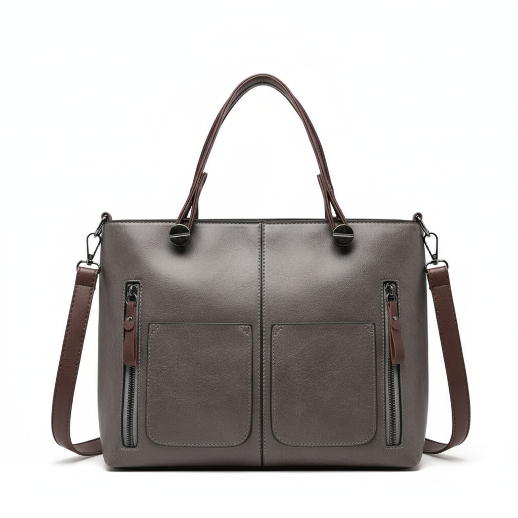 Retro PU Leather Large Capacity Tote Handbag – Women’s Shoulder & Crossbody Bag