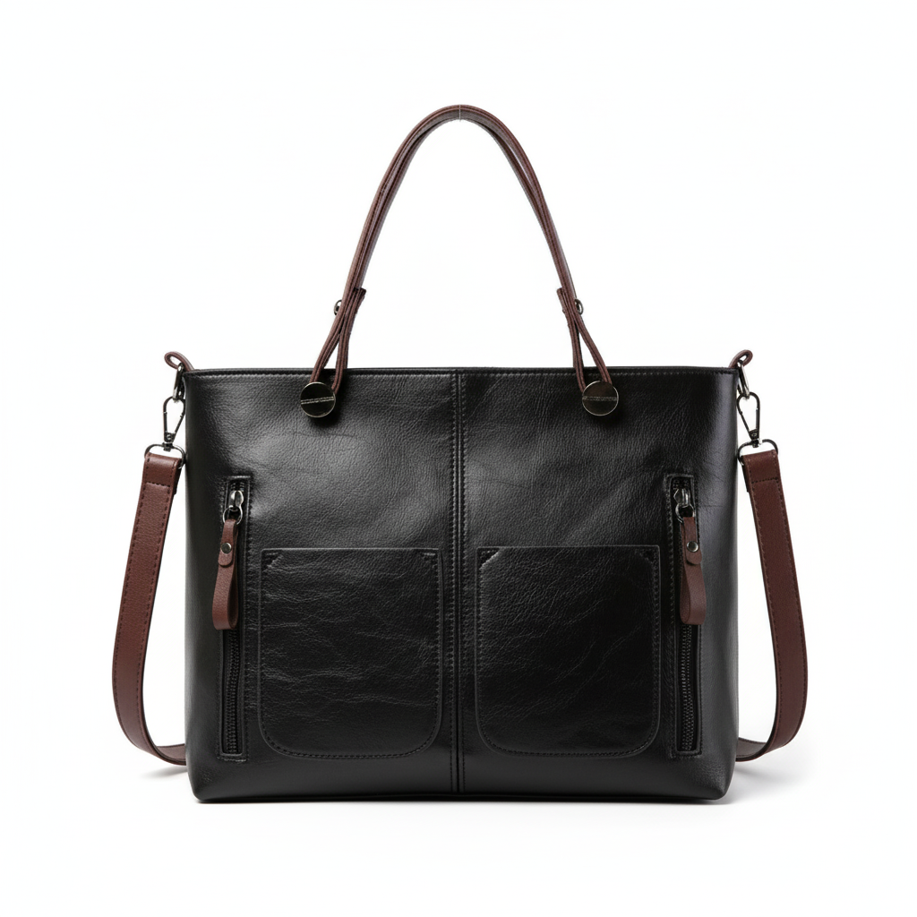 Retro PU Leather Large Capacity Tote Handbag – Women’s Shoulder & Crossbody Bag