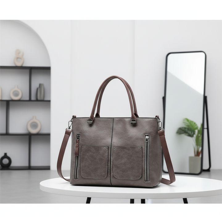 Retro PU Leather Large Capacity Tote Handbag – Women’s Shoulder & Crossbody Bag