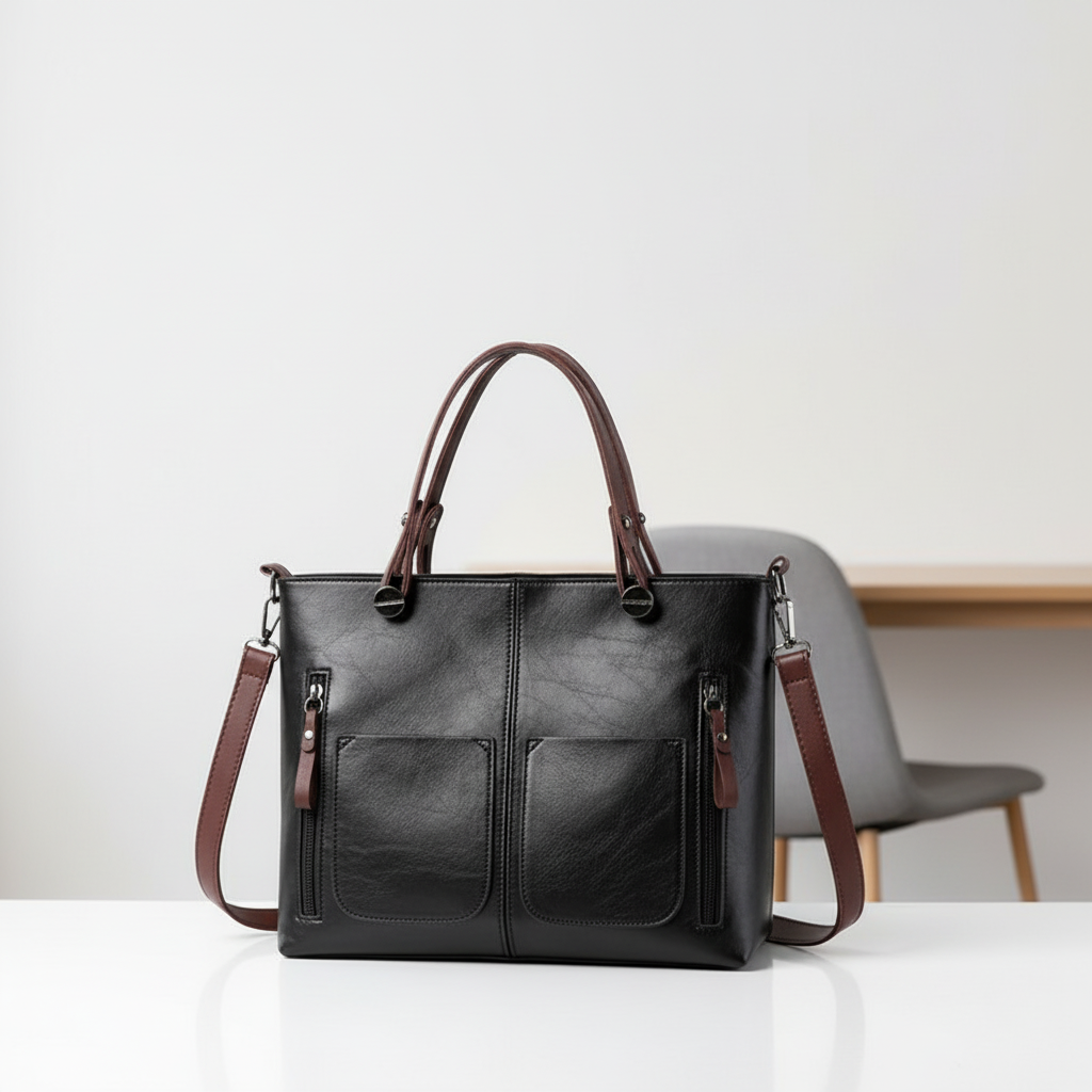 Retro PU Leather Large Capacity Tote Handbag – Women’s Shoulder & Crossbody Bag