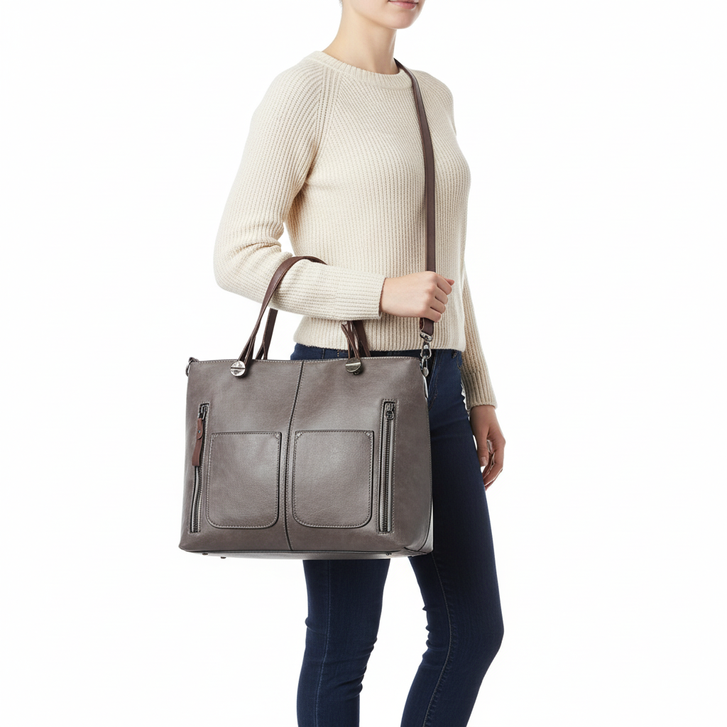 Retro PU Leather Large Capacity Tote Handbag – Women’s Shoulder & Crossbody Bag