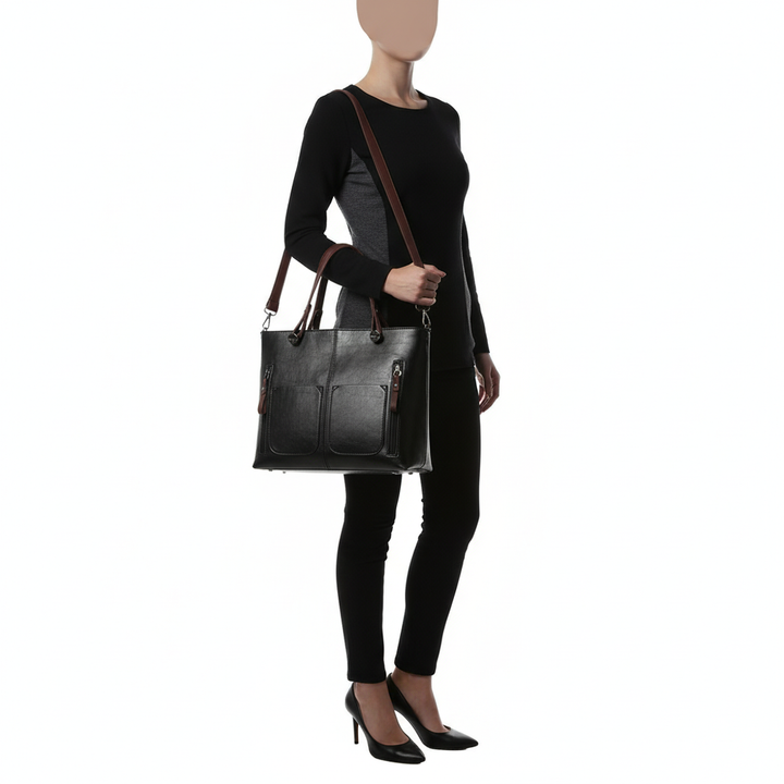 Retro PU Leather Large Capacity Tote Handbag – Women’s Shoulder & Crossbody Bag