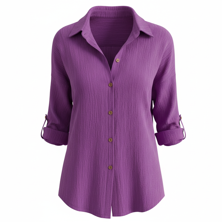 Lapel Long Sleeve Shirt Women's Single-breasted Pleated Shirt Tops Clothing