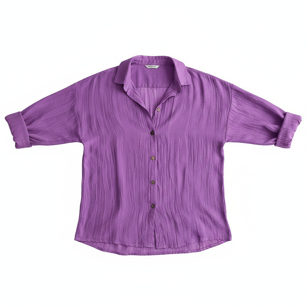 Lapel Long Sleeve Shirt Women's Single-breasted Pleated Shirt Tops Clothing