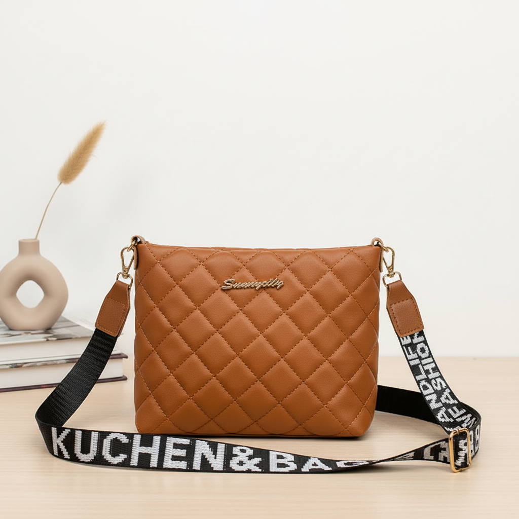 Quilted PU Leather Crossbody Bag – Stylish Mini Shoulder Bag for Women