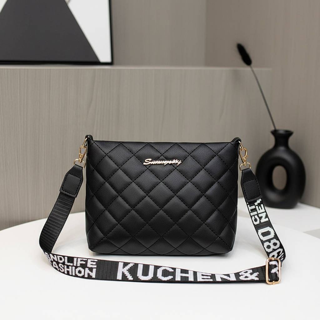 Quilted PU Leather Crossbody Bag – Stylish Mini Shoulder Bag for Women