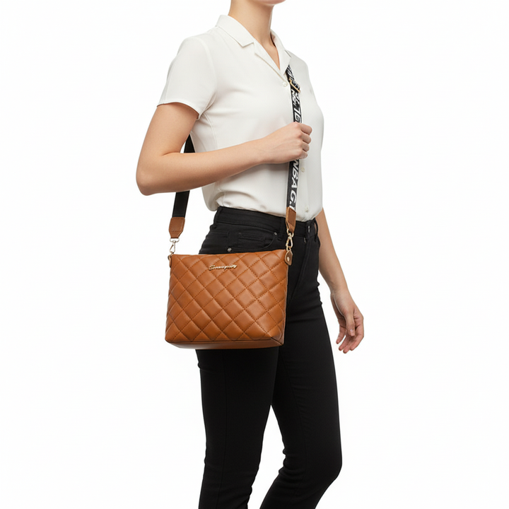 Quilted PU Leather Crossbody Bag – Stylish Mini Shoulder Bag for Women