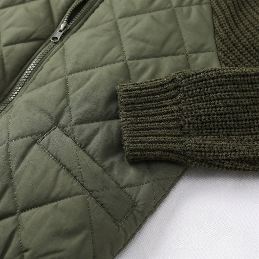 Winter Stand Collar Cotton Jacket With Pockets Fashion Knitted Stitching Zipper Coat Warm Tops For Women Clothing