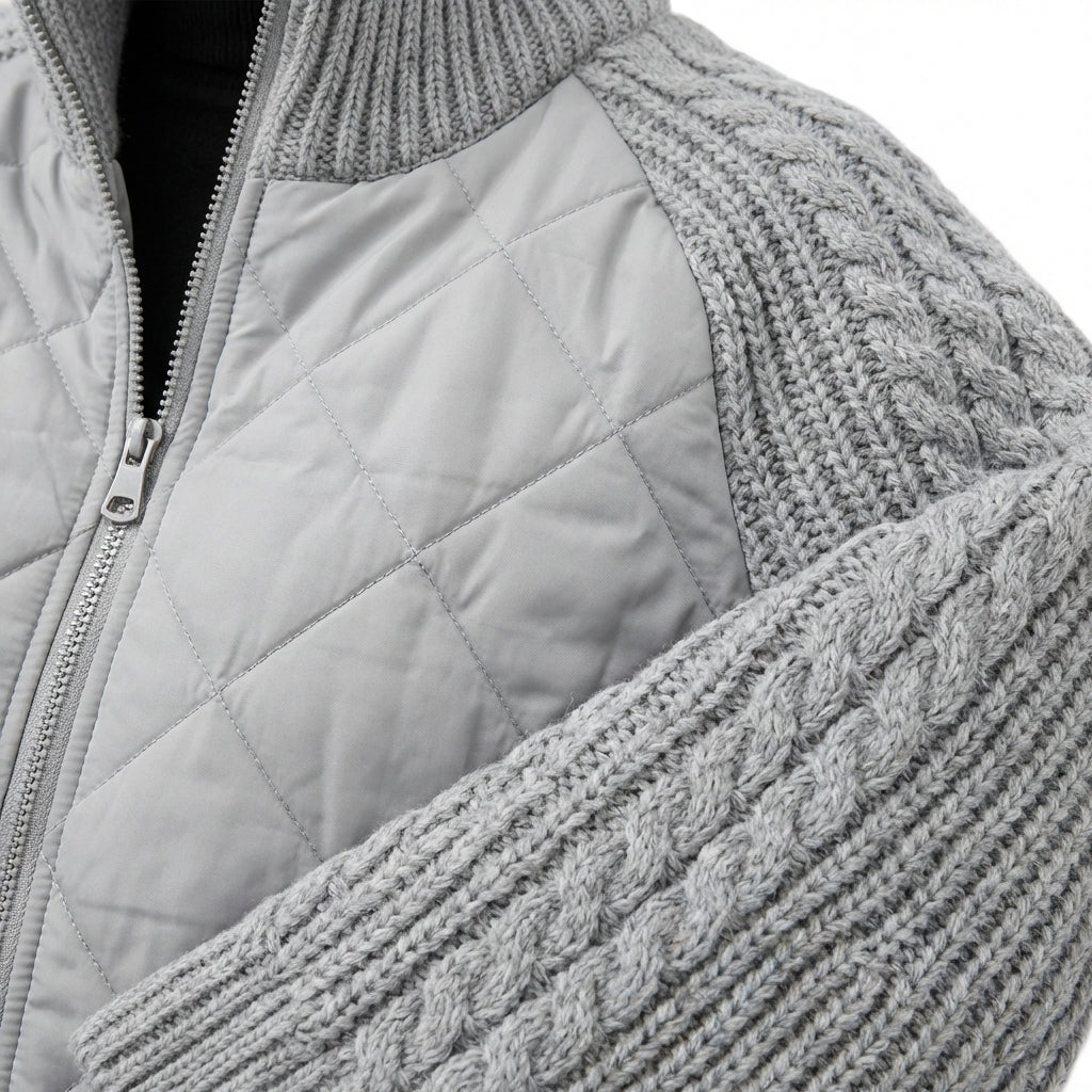 Winter Stand Collar Cotton Jacket With Pockets Fashion Knitted Stitching Zipper Coat Warm Tops For Women Clothing