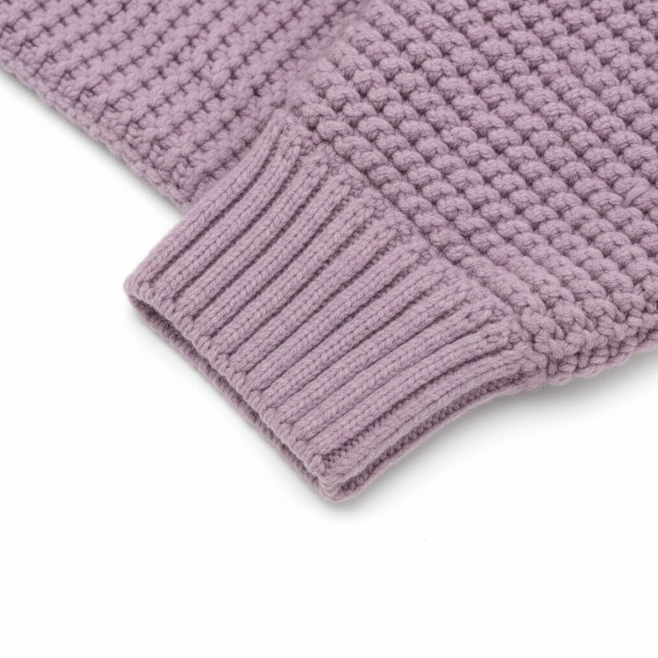 Women's Solid Side Slit Knit Sweater – Half High Collar Pullover