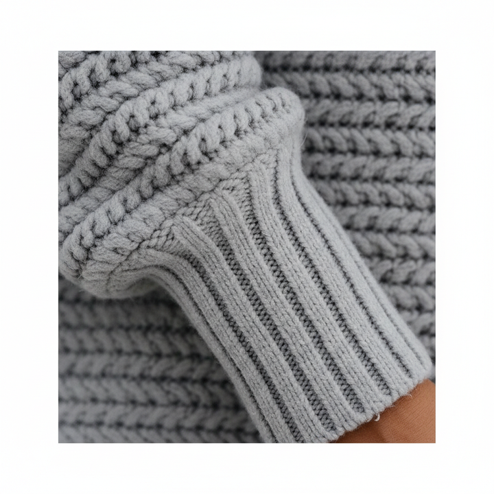 Women's Solid Side Slit Knit Sweater – Half High Collar Pullover