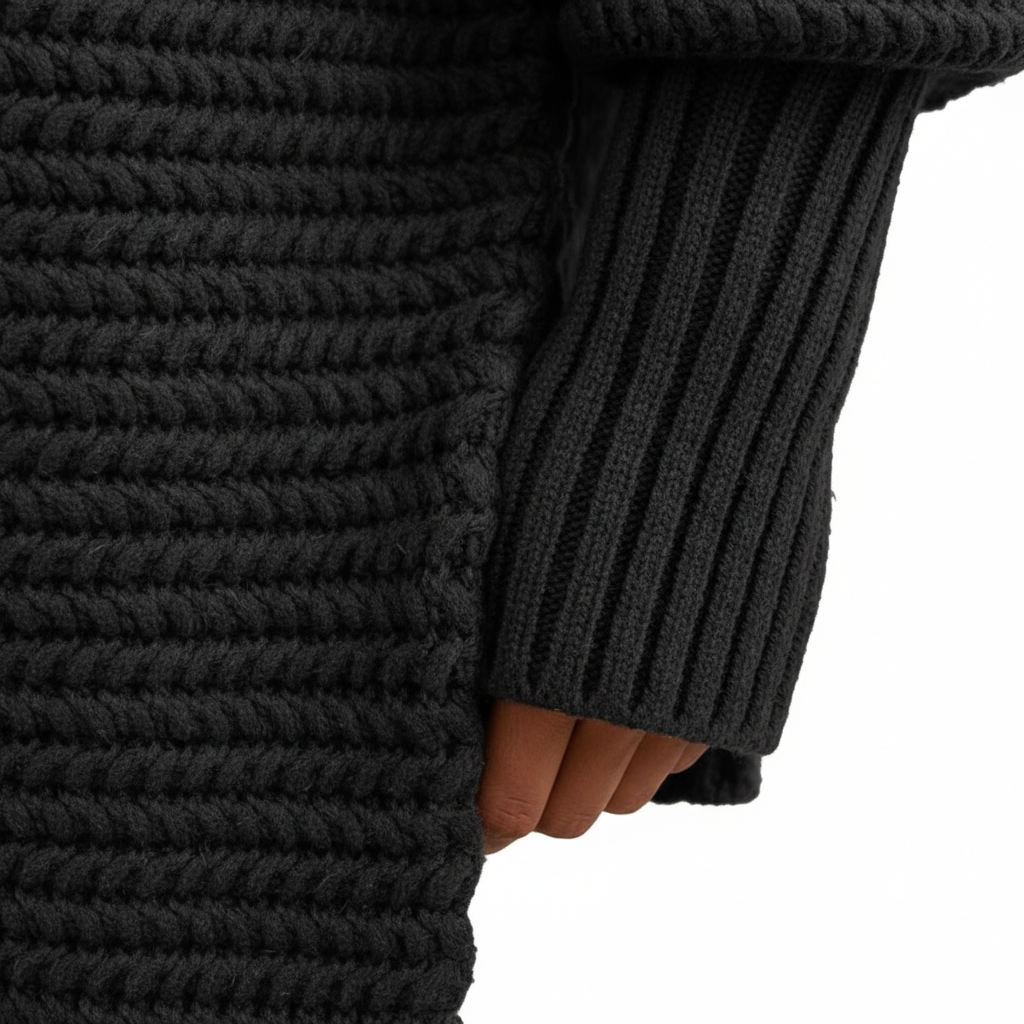 Women's Solid Side Slit Knit Sweater – Half High Collar Pullover