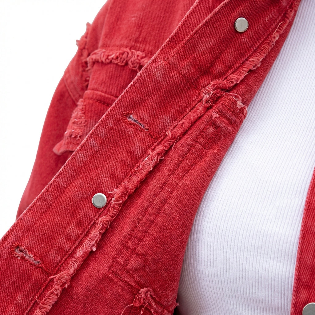 Women's Oversized Ripped Shacket – Casual Distressed Shirt Jacket for Fall & Spring