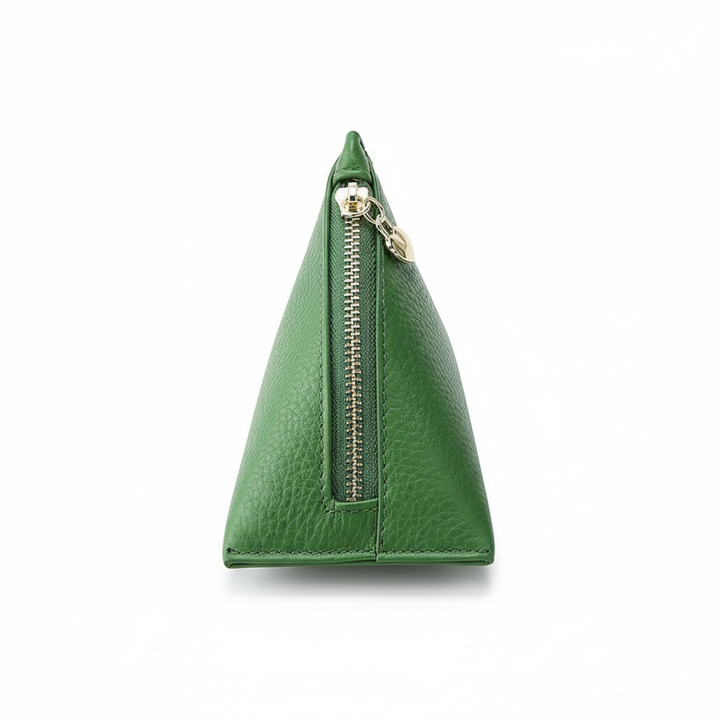 Genuine Leather Triangle Coin Purse – Compact Zipper Key Pouch