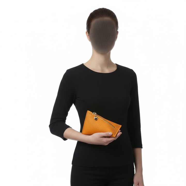 Genuine Leather Triangle Coin Purse – Compact Zipper Key Pouch