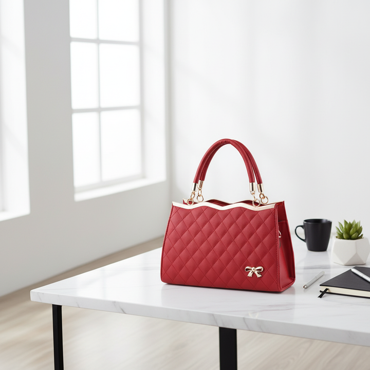 Quilted PU Leather Women’s Handbag – Fashion Top Handle Shoulder &amp; Crossbody Bag