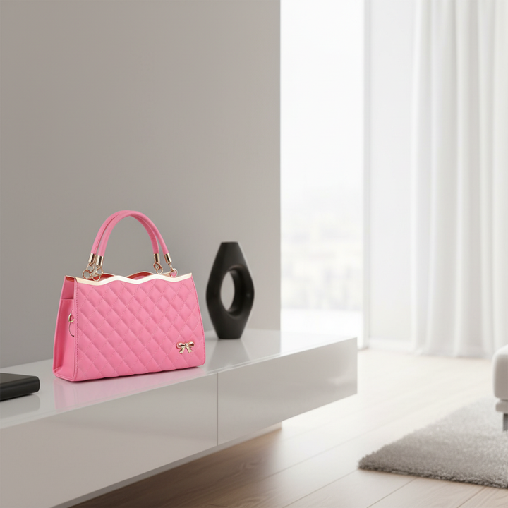Quilted PU Leather Women’s Handbag – Fashion Top Handle Shoulder &amp; Crossbody Bag