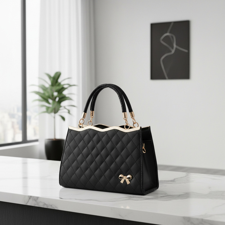 Quilted PU Leather Women’s Handbag – Fashion Top Handle Shoulder &amp; Crossbody Bag