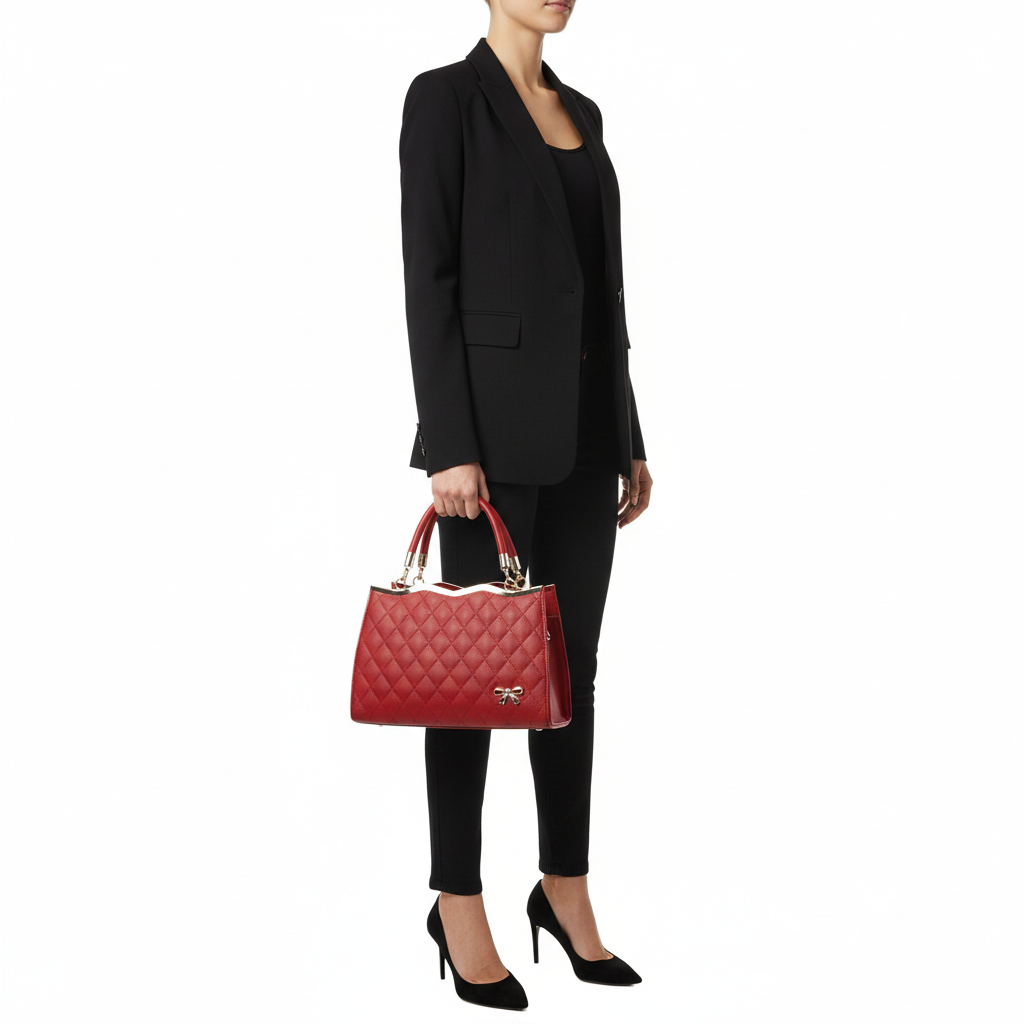 Quilted PU Leather Women’s Handbag – Fashion Top Handle Shoulder &amp; Crossbody Bag