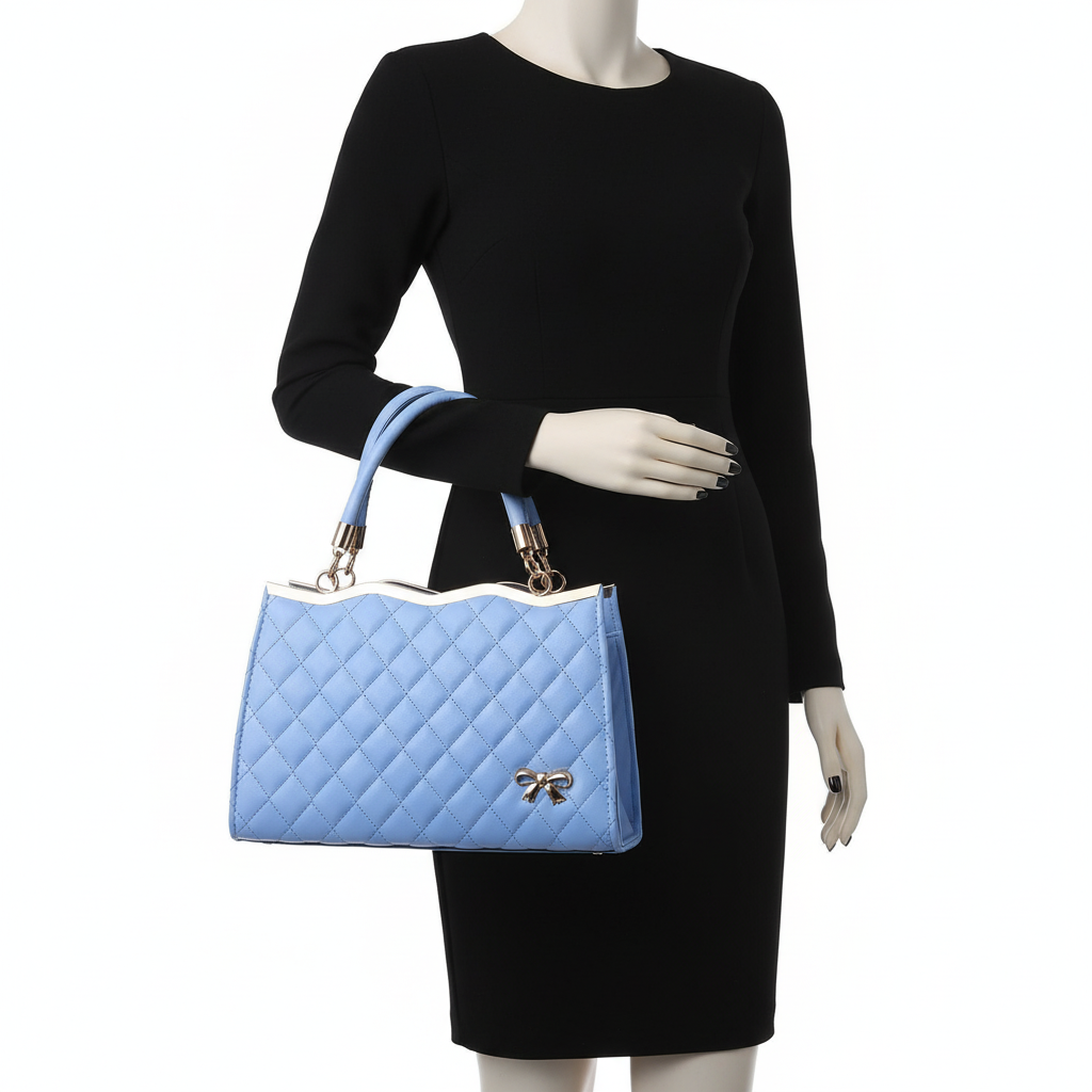 Quilted PU Leather Women’s Handbag – Fashion Top Handle Shoulder &amp; Crossbody Bag