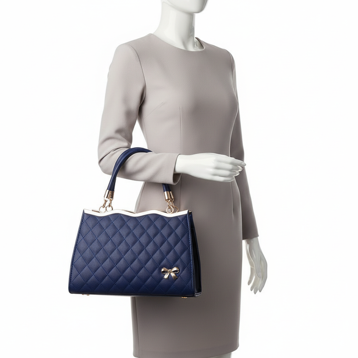 Quilted PU Leather Women’s Handbag – Fashion Top Handle Shoulder &amp; Crossbody Bag