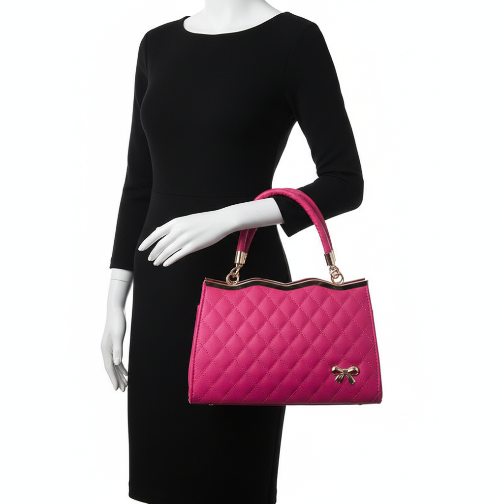 Quilted PU Leather Women’s Handbag – Fashion Top Handle Shoulder &amp; Crossbody Bag