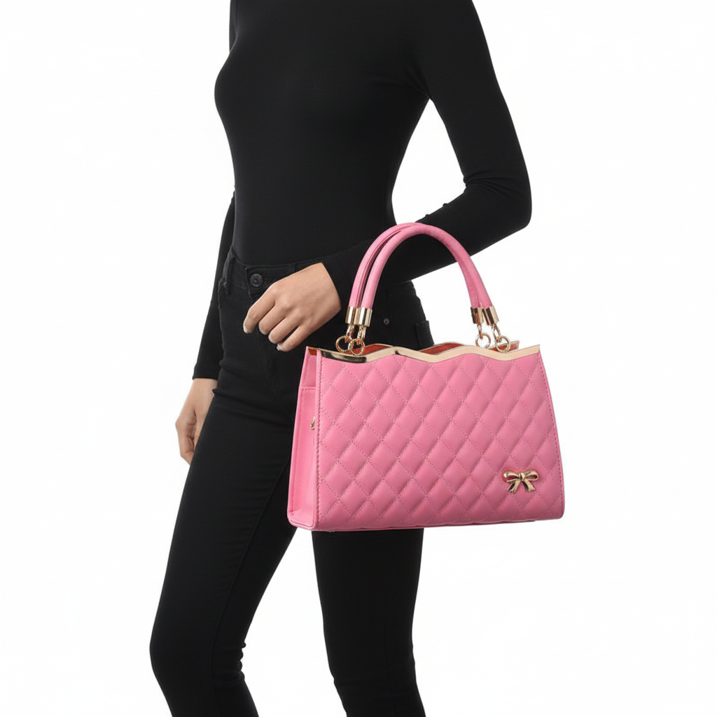 Quilted PU Leather Women’s Handbag – Fashion Top Handle Shoulder &amp; Crossbody Bag