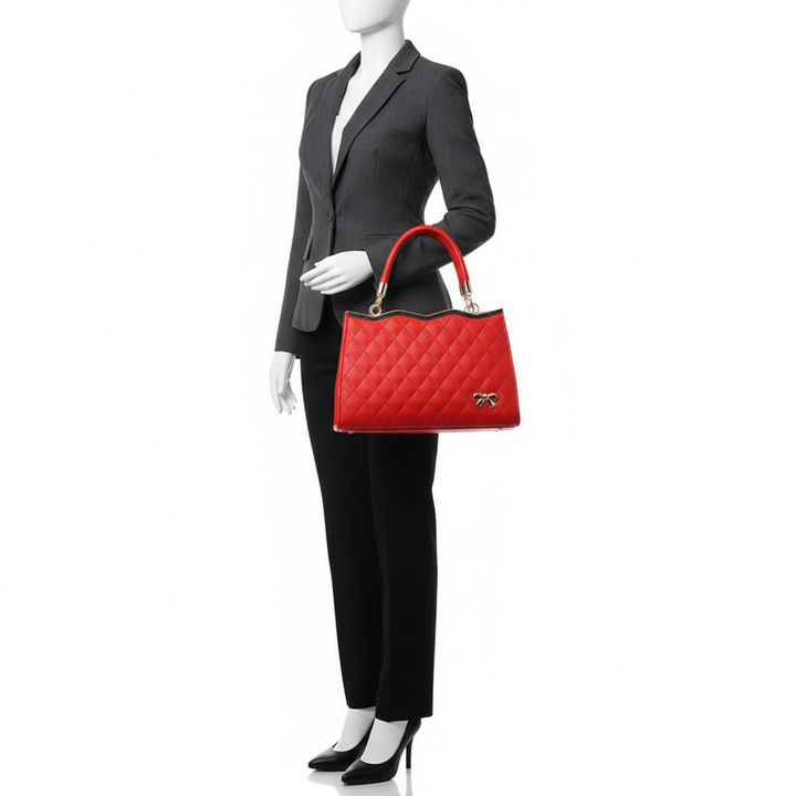 Quilted PU Leather Women’s Handbag – Fashion Top Handle Shoulder &amp; Crossbody Bag