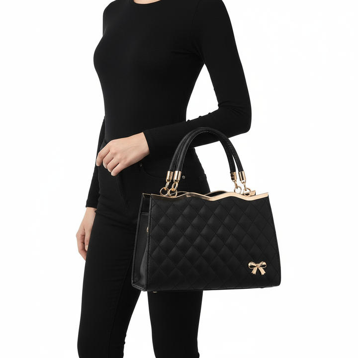 Quilted PU Leather Women’s Handbag – Fashion Top Handle Shoulder &amp; Crossbody Bag