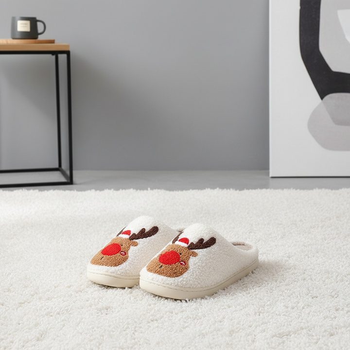 Christmas Shoes Winter Home Slippers Elk Soft Cozy Bedroom Slipper Slip On House Shoes
