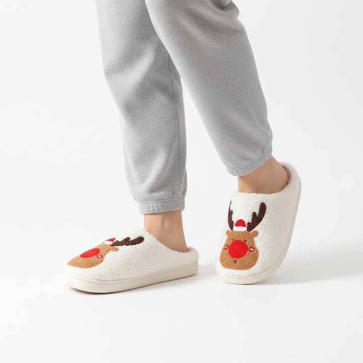 Christmas Shoes Winter Home Slippers Elk Soft Cozy Bedroom Slipper Slip On House Shoes