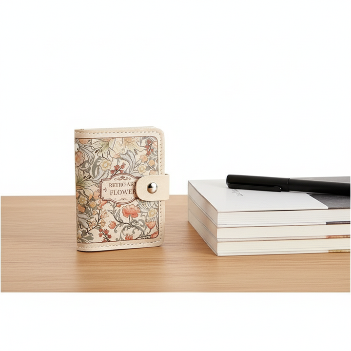 Women's Flower Oil Painting Retro Style Large Capacity Card Holder