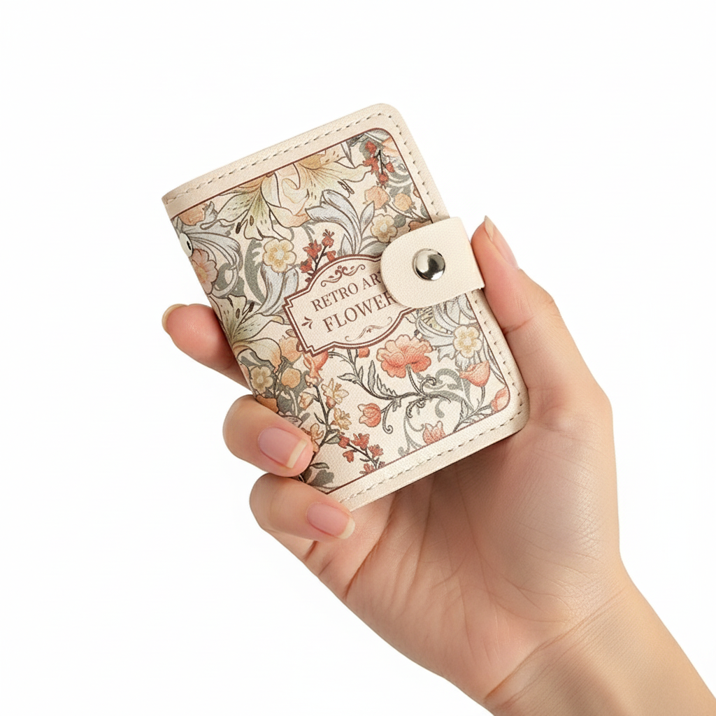 Women's Flower Oil Painting Retro Style Large Capacity Card Holder