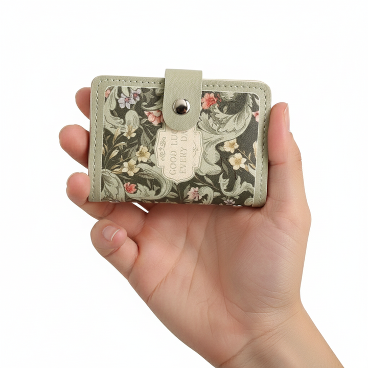 Women's Flower Oil Painting Retro Style Large Capacity Card Holder