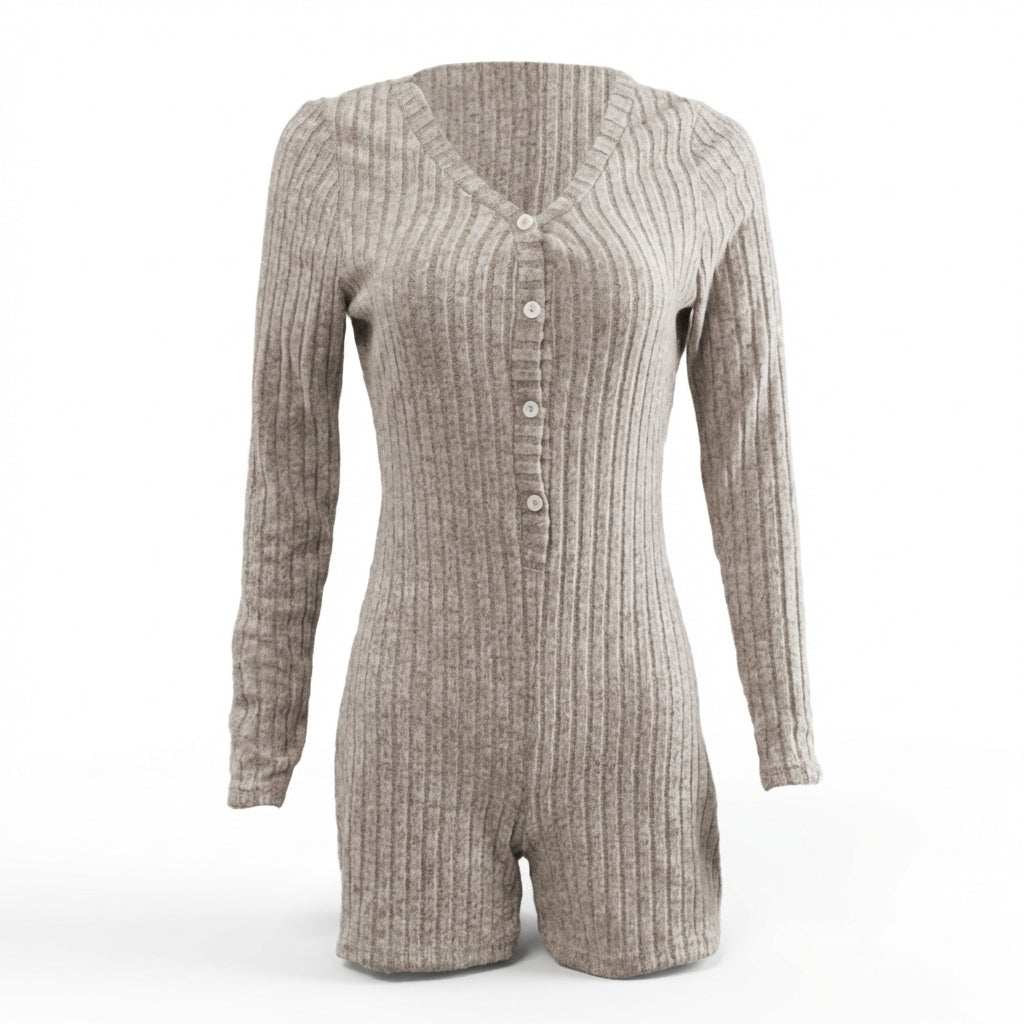 Casual Slim Women Rib Knitted Jumpsuit