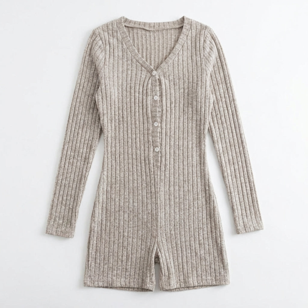 Casual Slim Women Rib Knitted Jumpsuit