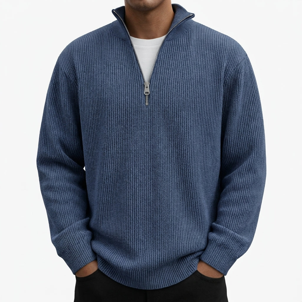 Corduroy Zipper Stand Collar Sweatshirt Fashion Warm Solid Color Long Sleeve Top Men's Casual Polo Shirt Clothing
