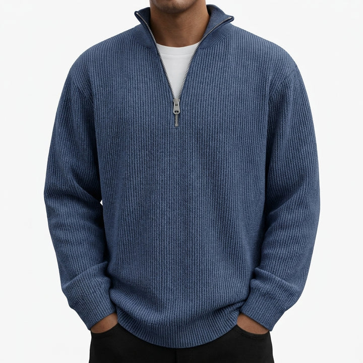 Corduroy Zipper Stand Collar Sweatshirt Fashion Warm Solid Color Long Sleeve Top Men's Casual Polo Shirt Clothing